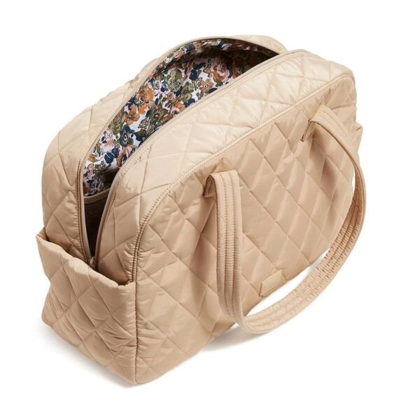 Vera Bradley Quilted Ultra light Caramel Medium Traveler Overnight Bag - Picture 3 of 7